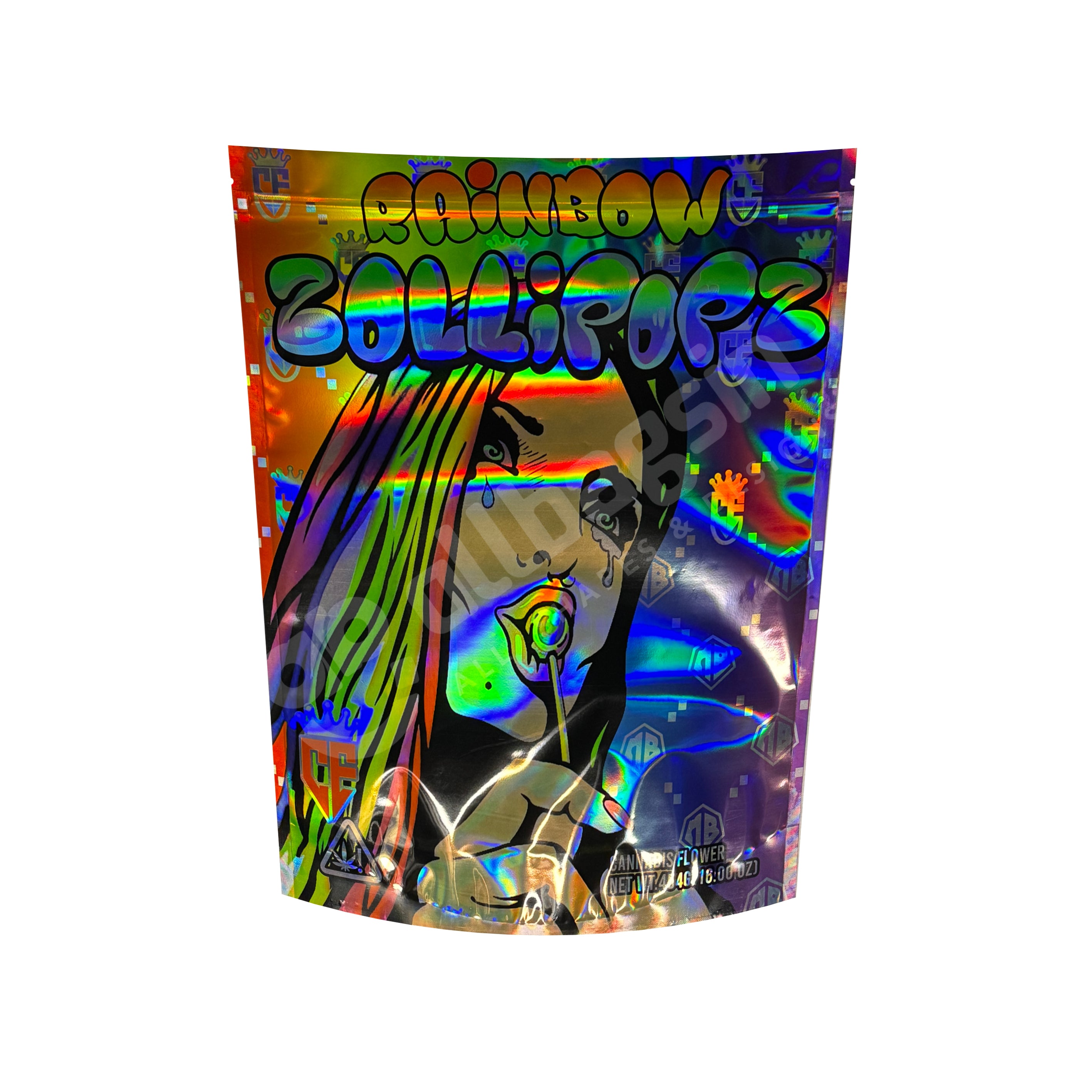 Rainbow Zollipopz Pound Mylar Bag Holographic