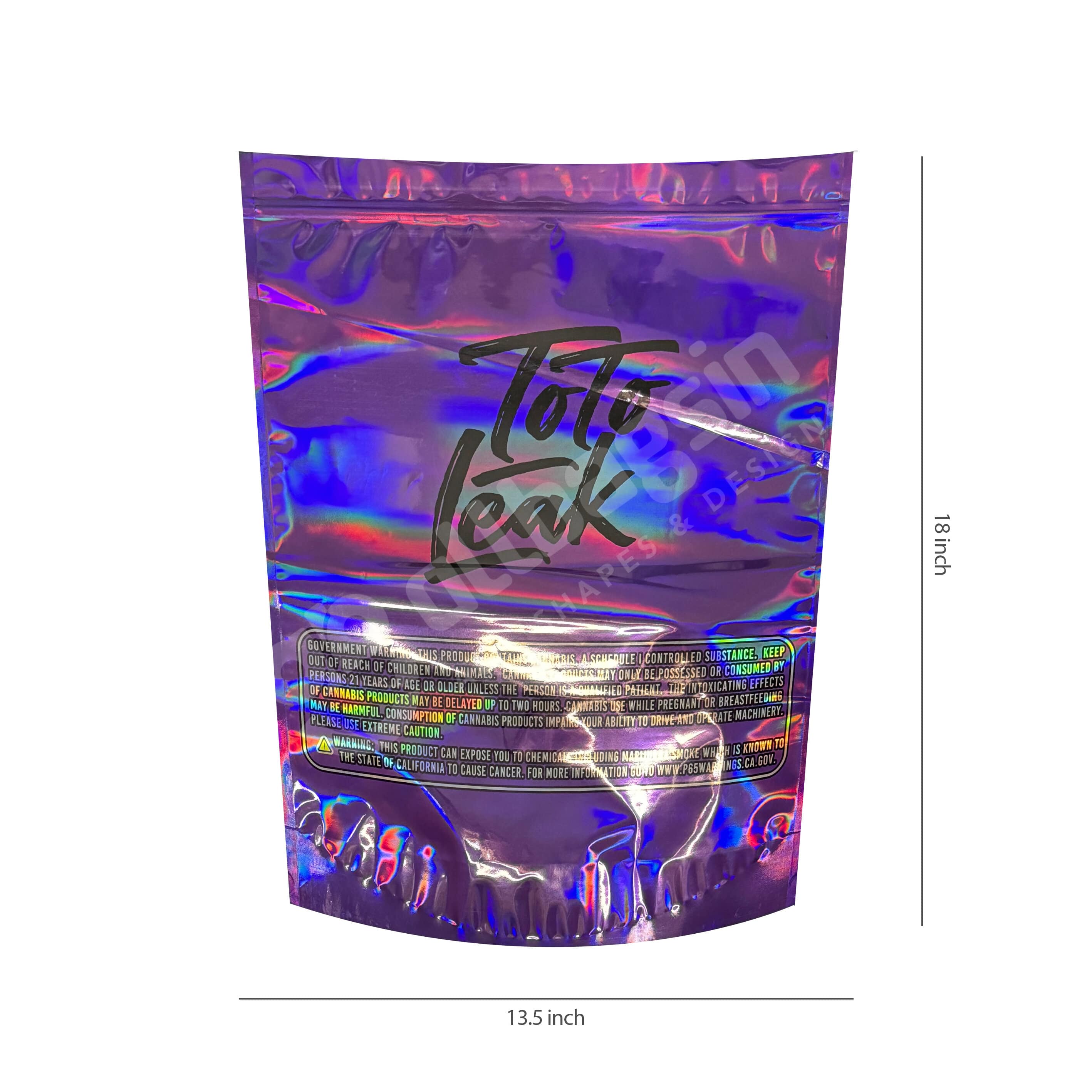Purple Toto Leak Pound Mylar Bag Holographic
