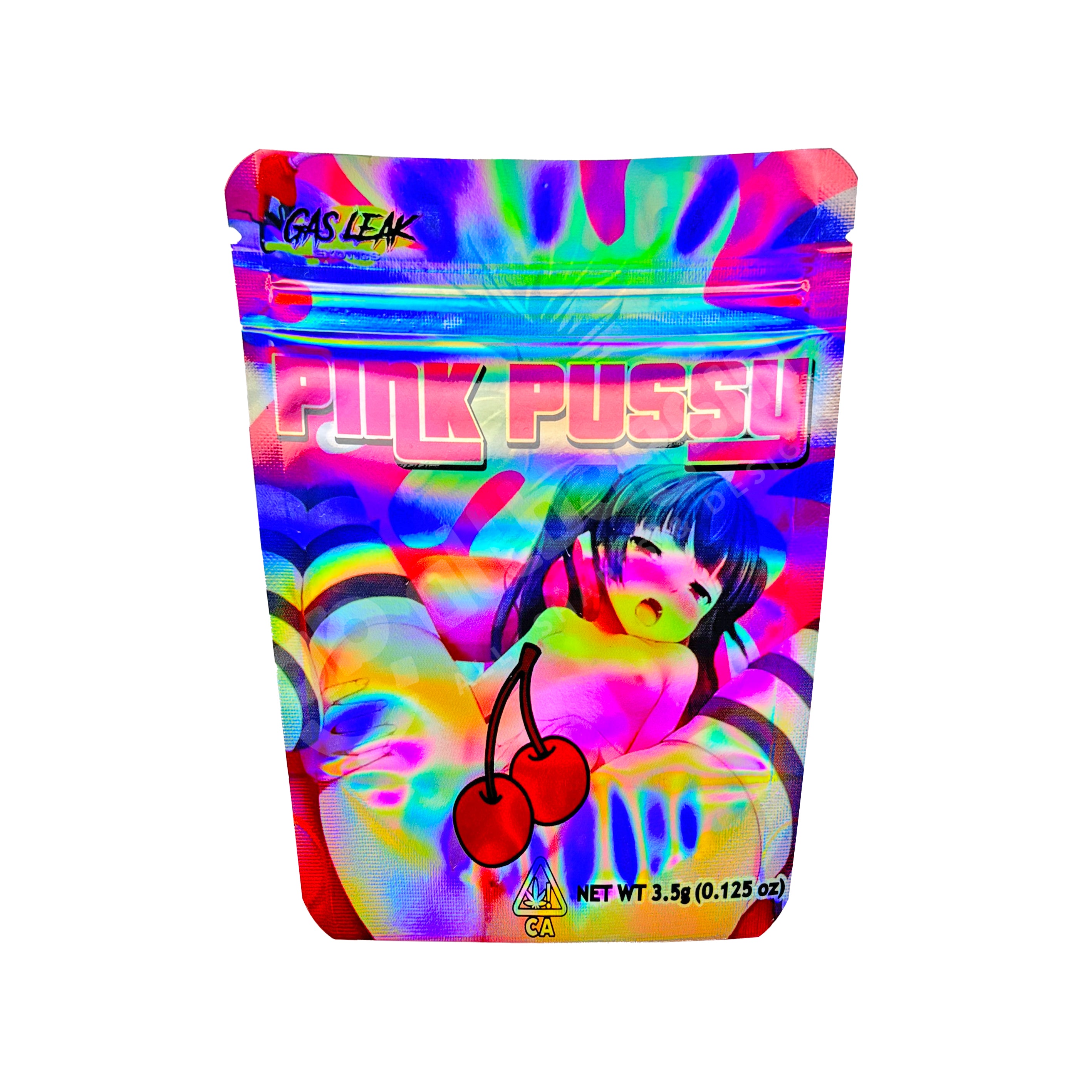 PINK PUSSY 3.5g Mylar Bags Gas Leak holographic